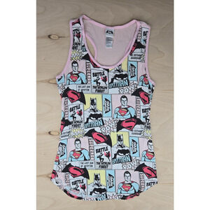 Batman VS Superman Dawn of Justice Comic Book Tank Top Pink Women's Size Large